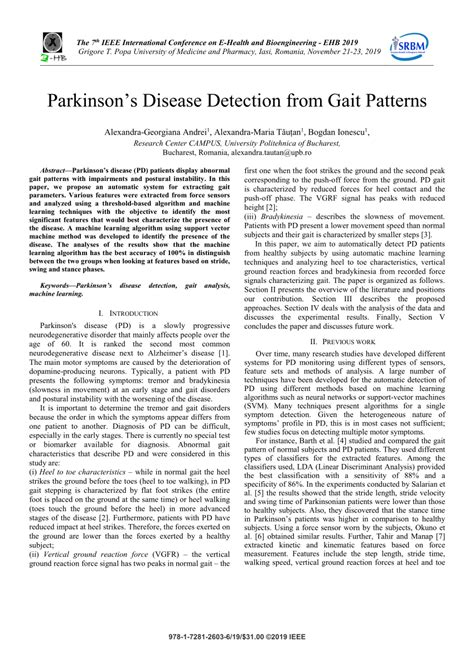 (PDF) Parkinson’s Disease Detection from Gait Patterns