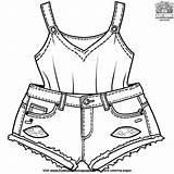 Denim Shorts Fashion Coloring Pages sketch template