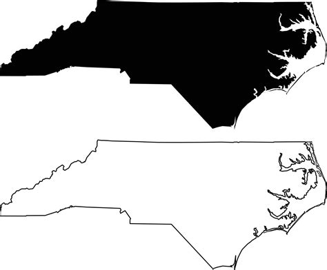 Map of the North Carolina on white background. black outline map of North Carolina. North ...