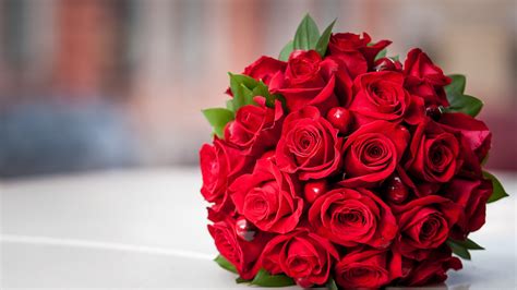 Bouquet Red Roses Flowers Blur Background HD Flowers Wallpapers | HD Wallpapers | ID #81071