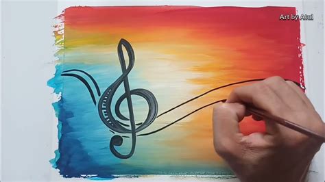 Music note painting tutorial / music painting ideas/easy music painting on paper - YouTube