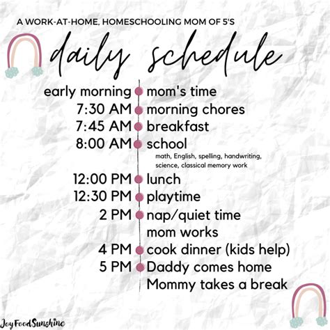 Daily Homeschool Schedule (Mom of 6) - JoyFoodSunshine