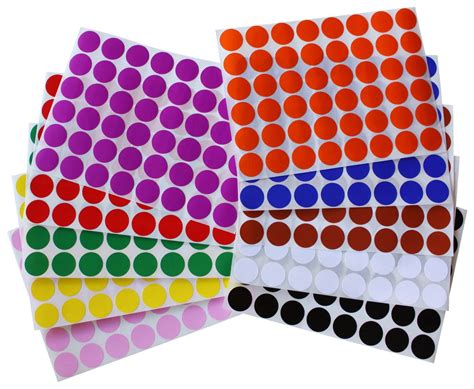 Color Coding Labels 3/4" diameter (11/16 - 17mm) Round Dot Stickers in ...