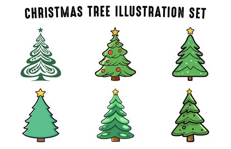 Free Christmas tree vector illustration Bundle, Set of Christmas Tree ...