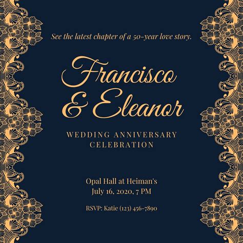 Free, custom printable 50th anniversary invitation templates | Canva