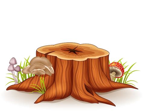 Premium Vector | Illustration of tree stump and mushroom