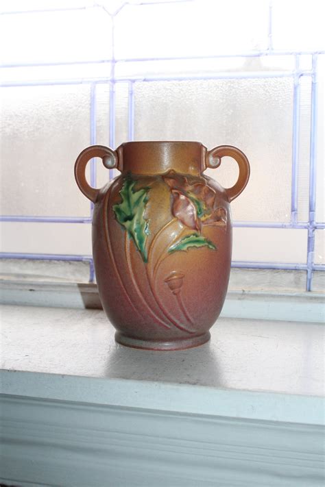 Roseville Pottery Poppy Vase 867 Vintage 1930s