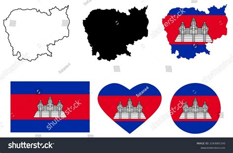 Democratic Kampuchea Map Flag Icon Set Stock Vector (Royalty Free ...