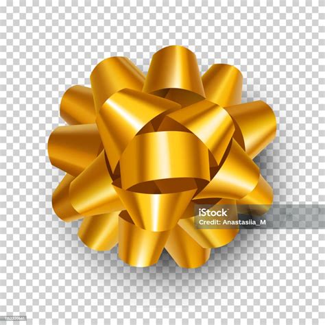 Beautiful Gold Ribbon Bow Isolated On White Stock Illustration - Download Image Now ...