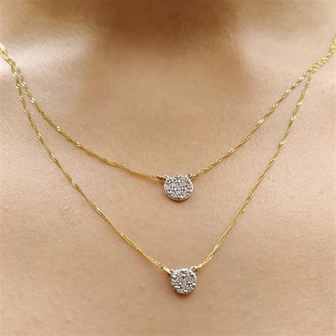 Double Chain diamond Necklace In 14K Yellow Gold | Fascinating Diamonds