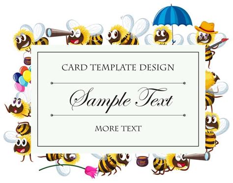 Card template with bee characters 607919 Vector Art at Vecteezy