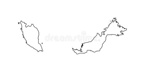 Malaysia Map Outline Vector Illustration Stock Vector - Illustration of ...