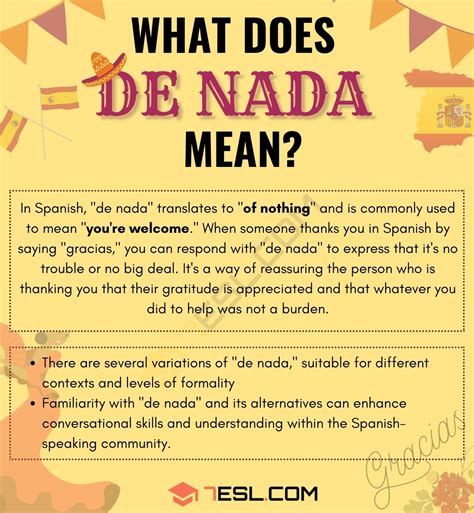 "De Nada" Meaning, Origin and Examples • 7ESL