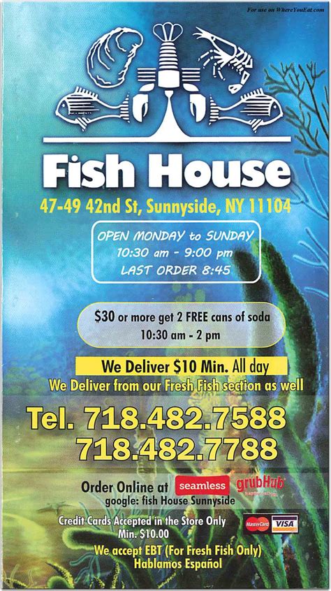 Fish House Restaurant in Queens / Official Menus & Photos