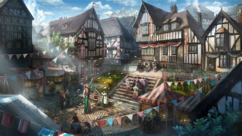 Festival Sidelines | Fantasy city, Fantasy village, Fantasy town