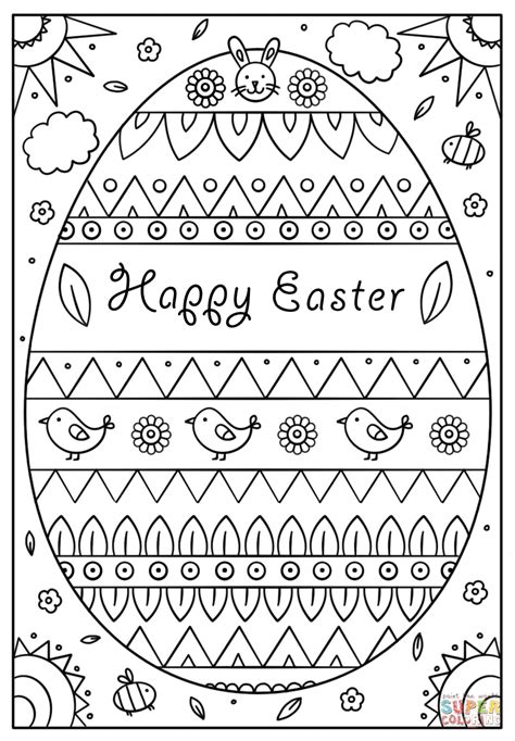 Happy Easter Doodle coloring page | Free Printable Coloring Pages