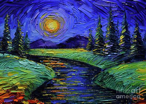 Magic Night - Detail 2 - Fantasy Landscape Painting by Mona Edulesco - Fine Art America