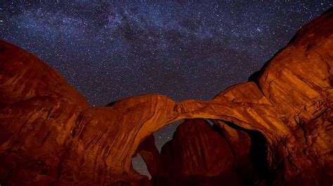 Rock Cave Under Dark Sky With Stars Space, HD wallpaper | Peakpx