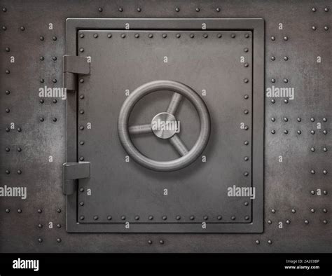 Bank vault or bunker door on metal wall Stock Photo - Alamy