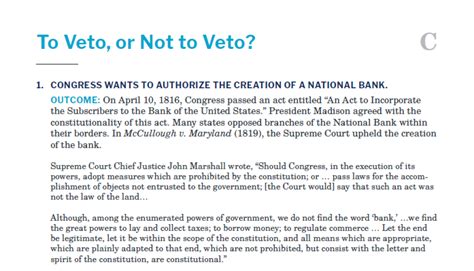 Handout C: To Veto, or Not to Veto? - Bill of Rights Institute