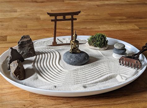 XL Large White Zen Garden With Buddha, Moss, Stones and Rake ...