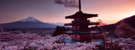 Churei Tower Mount Fuji Japan 8K wallpaper download