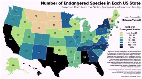 The Number Of Endangered Species In Each State, Mapped | Digg