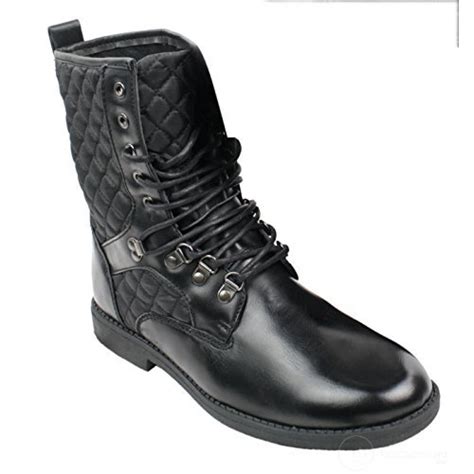 Mens Black Leather Lined Italian Boots Laced Casual Diamond Design: Buy ...