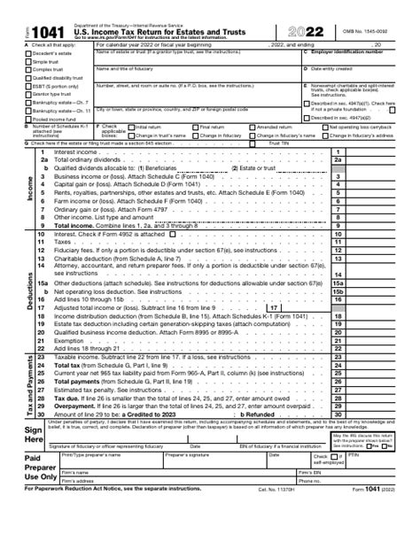 IRS Form 1041 - 2022 - Fill Out, Sign Online and Download Fillable PDF | Templateroller