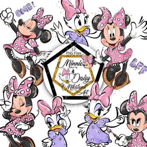 Minnie Mouse Daisy Duck Best Friends Forever Hand-drawn Clip - Etsy