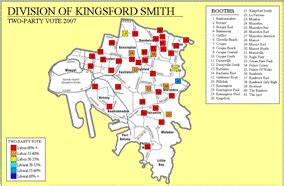 Two-party swing by booth, 2007 Click to enlarge map