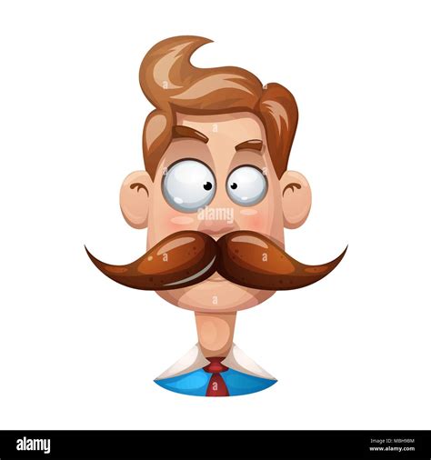 Funny, cute, cartoon man illustration. Mustache, whisker smiley Stock Vector Image & Art - Alamy