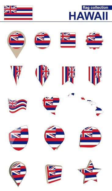 Premium Vector | Hawaii flag collection big set for design