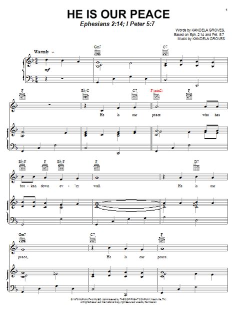 He Is Our Peace by Kandela Groves Sheet Music for Piano, Vocal & Guitar Chords (Right-Hand ...