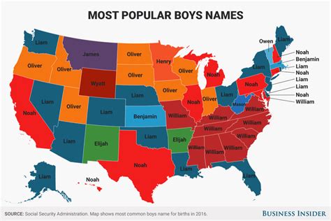 Most popular baby names state map - Business Insider