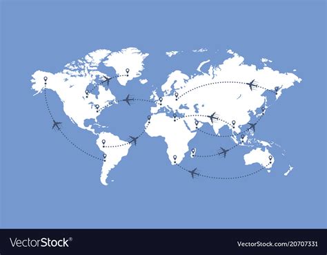 World map and planes Royalty Free Vector Image