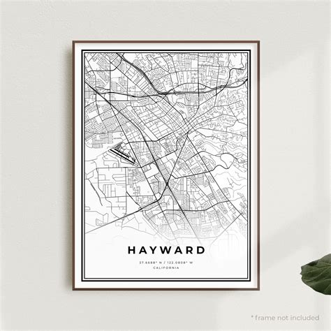 Hayward Map Print Hayward Street Map Poster California | Etsy