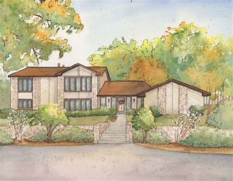 Watercolor house sketch Watercolor House Painting, Custom Watercolor ...