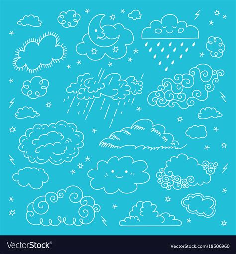 Blue sky clouds icons set children Royalty Free Vector Image