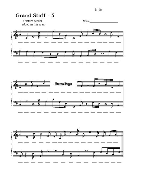 Free Sheet Music Downloads - Music Education Note Spellers - Grand Staff