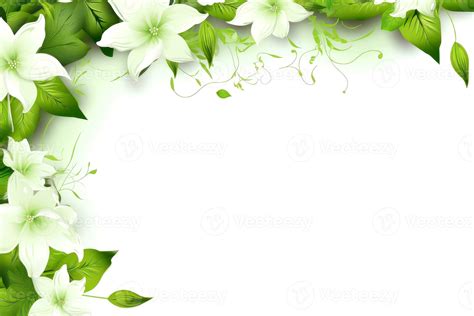 Floral border frame card template. green flowers, leaves, for banner, wedding card. Springtime ...