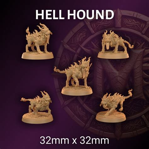 3D Printed Hellhound Miniature Monster for Dnd Pathfinder - Etsy