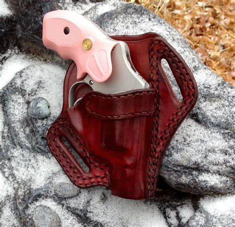 Handmade Dark Red S&W J-Frame .38 Special Revolver Holster