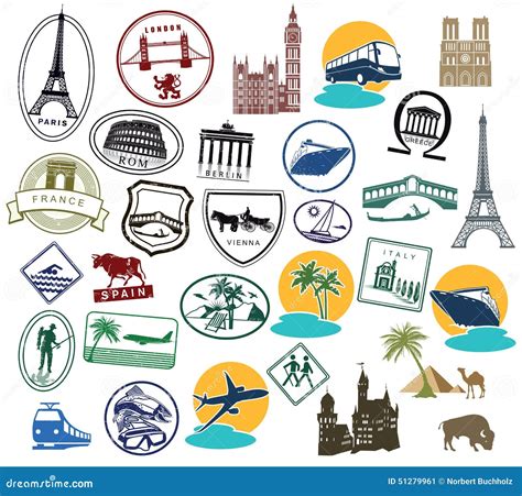 Series of European Stamps or Stickers Stock Vector - Illustration of graphics, icons: 51279961