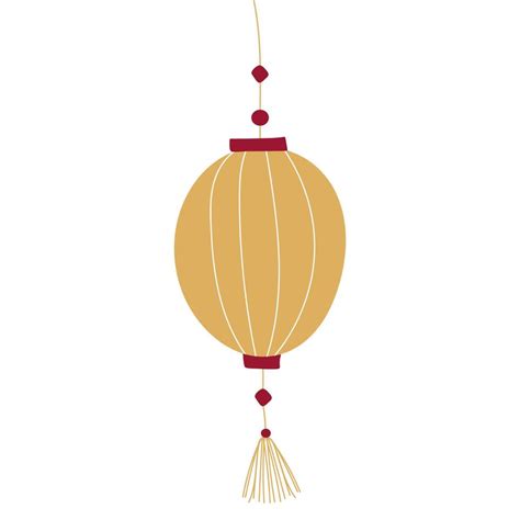 red gold chinese New year lantern. hand drawing isolated on white ...