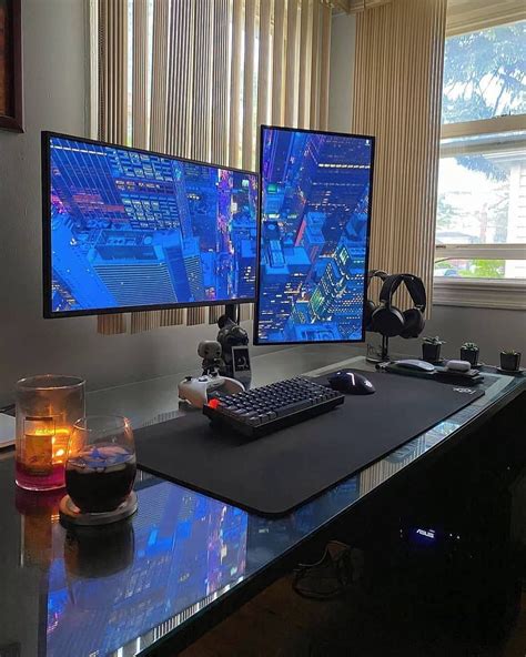 Dual Monitor Setup for Gaming Room in 2021 | Bedroom setup, Home office setup, Room setup