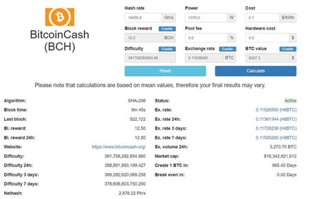 Bitcoin Cash mining calculator - ICO Pulse