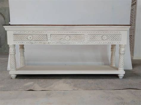 Vintage Style White Console Table Wooden Rustic White - Etsy