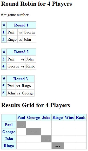 Tournament Management - Round Robin Generator