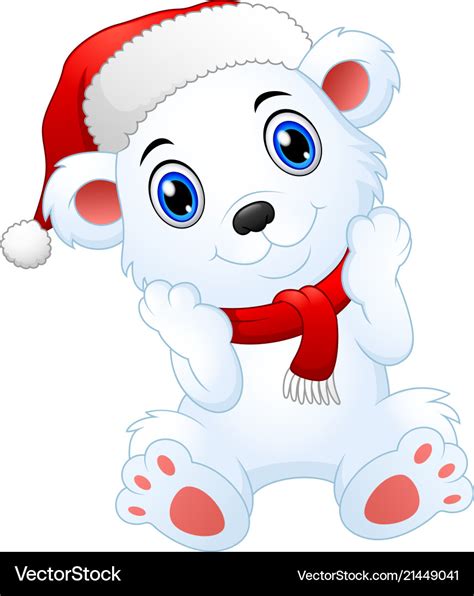 Cute christmas polar bear cartoon Royalty Free Vector Image